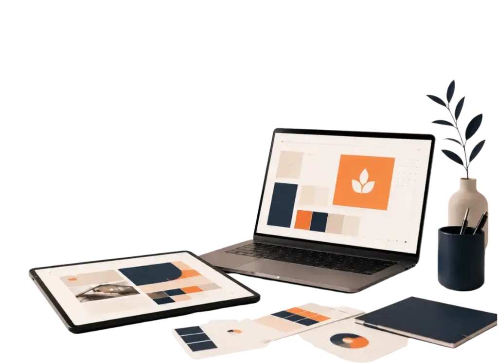 Laptop z projektem strony internetowej na ekranie